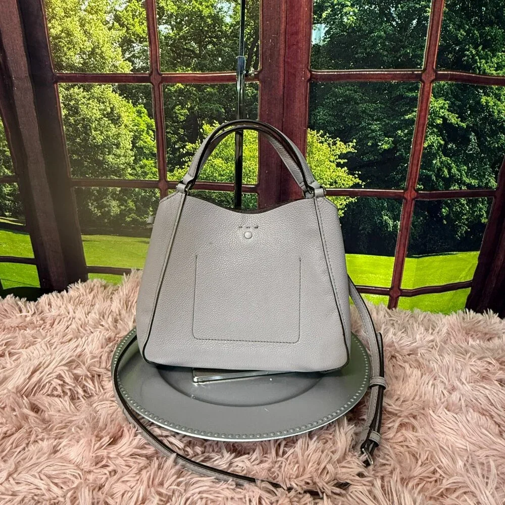 kate spade Gray Pebble Leather Satchel with Top Handle & Crossbody Strap